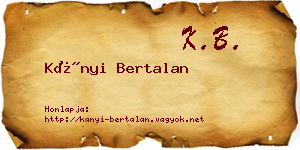 Kányi Bertalan névjegykártya